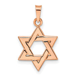 Rose Polished Solid Star of David Charm Pendant in Real 14k Rose Gold