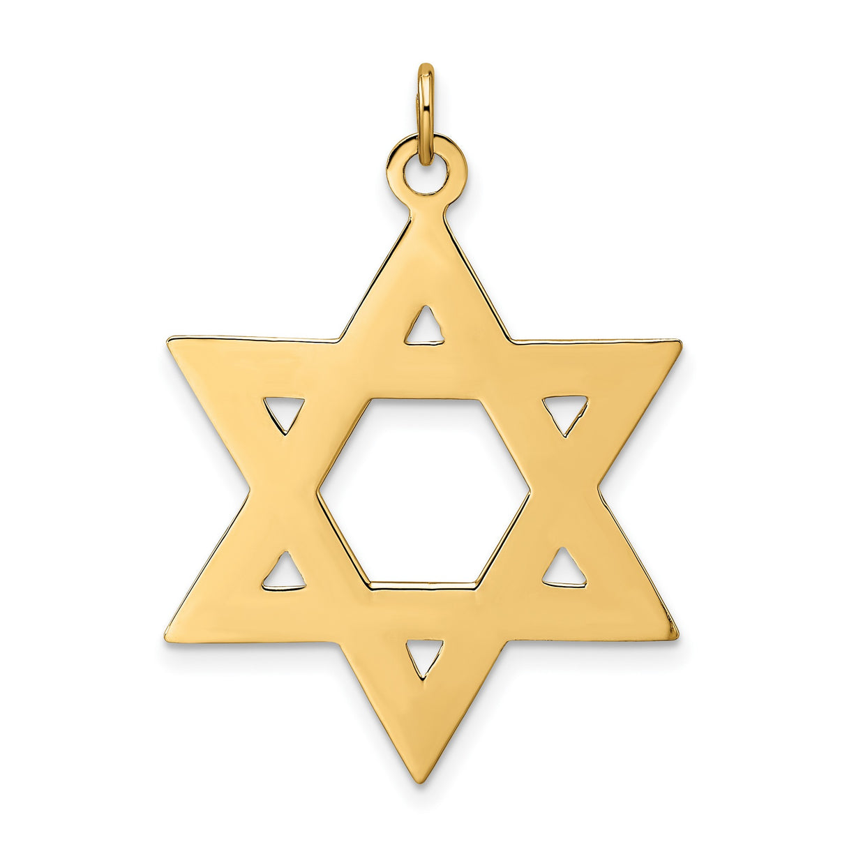 14k Yellow Gold Star of David Pendant, Textured Jewish Symbol, Unisex Religious Jewelry