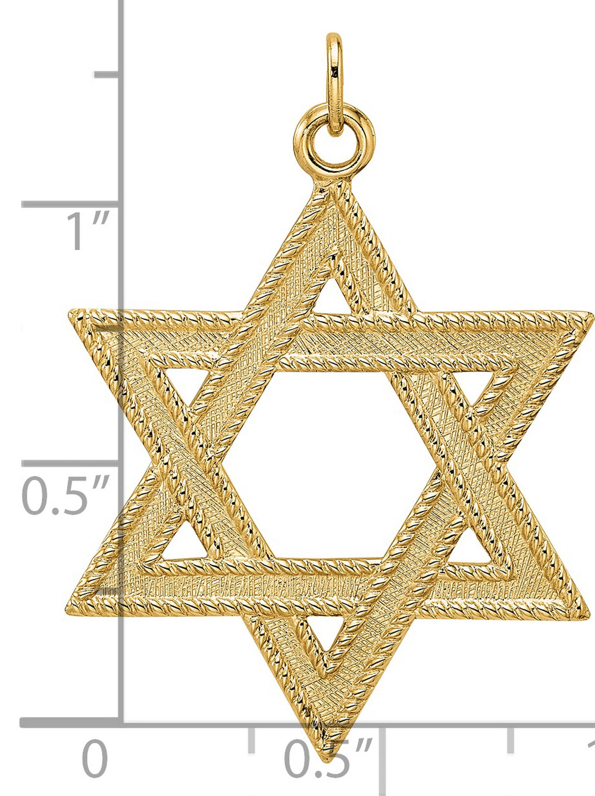 14k Yellow Gold Star of David Pendant, Textured Jewish Symbol, Unisex Religious Jewelry
