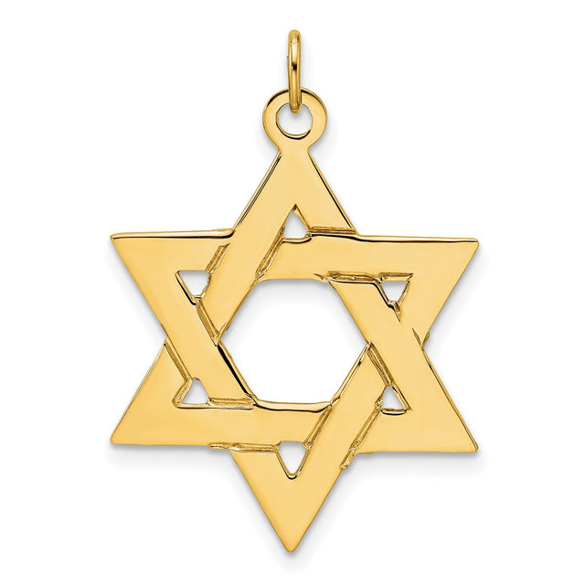 14k Yellow Gold Star of David Pendant with Interlocking Design