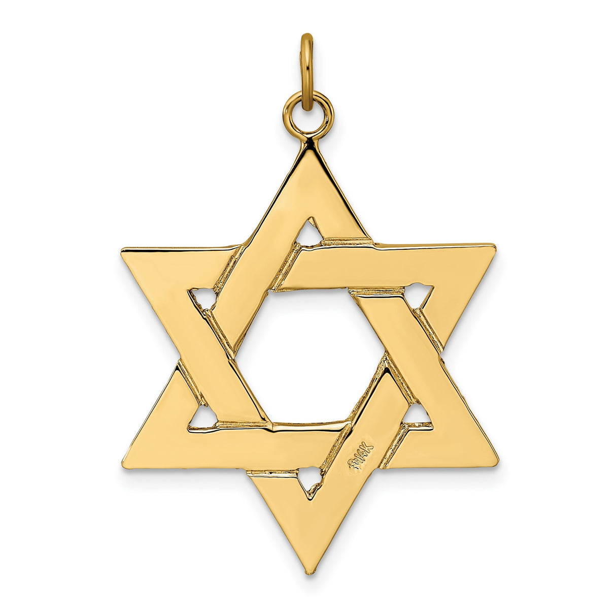 14k Yellow Gold Star of David Pendant, Interlocking Hexagram, Jewish Faith Charm for Women or Unisex