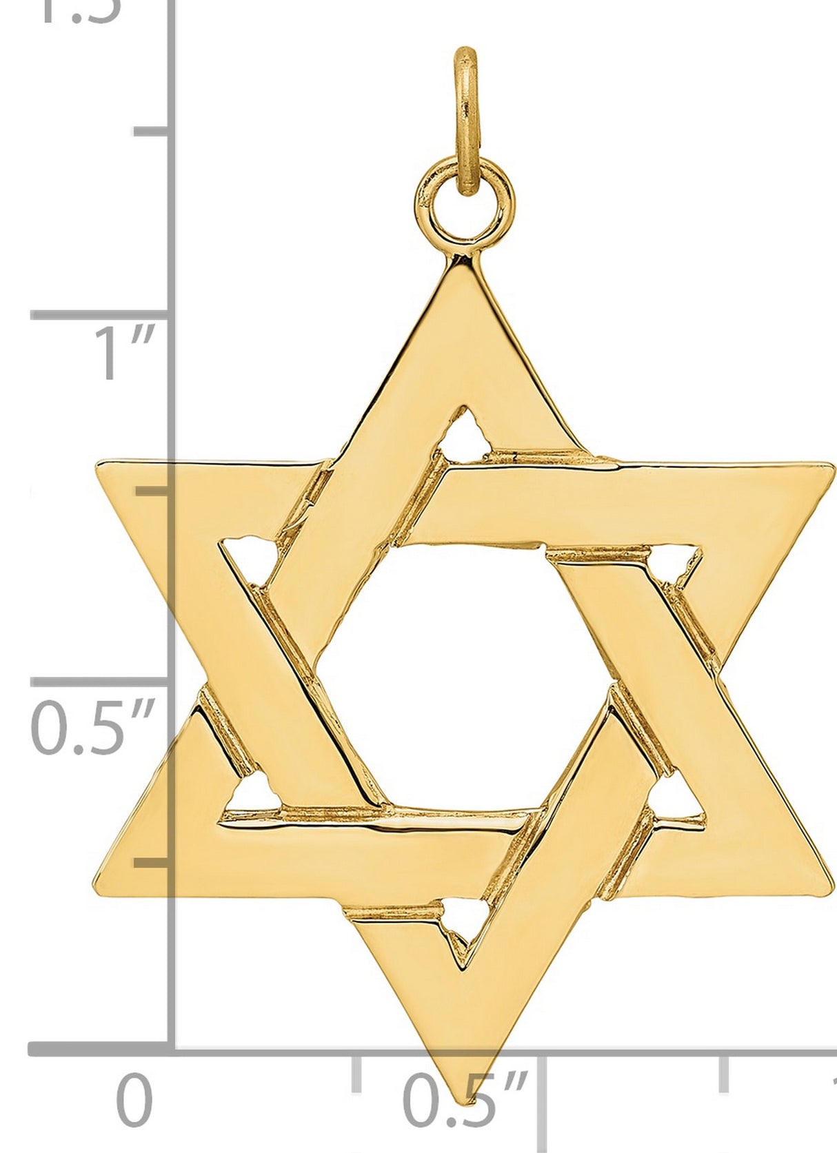 14k Yellow Gold Star of David Pendant, Interlocking Hexagram, Jewish Faith Charm for Women or Unisex