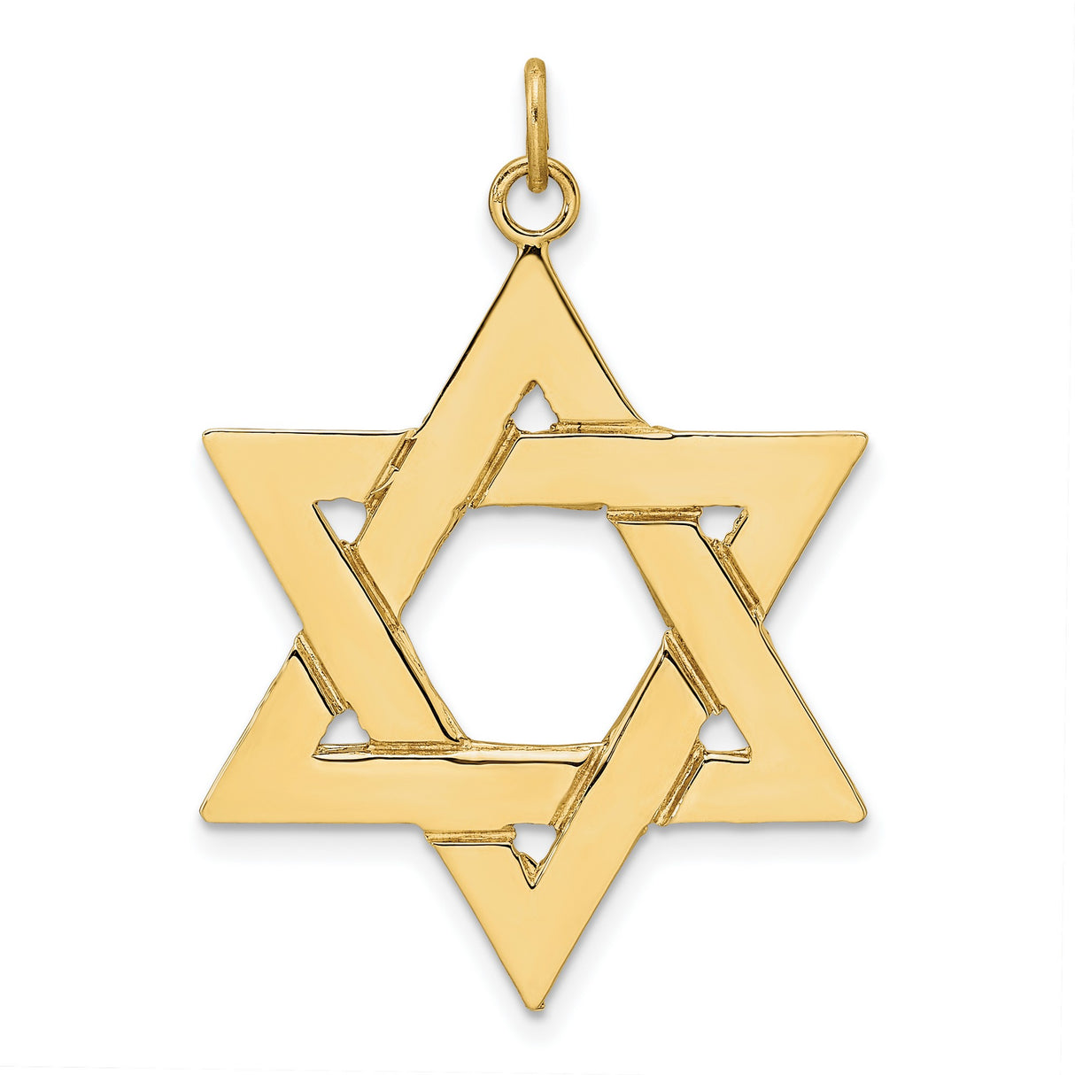 14k Yellow Gold Star of David Pendant, Interlocking Hexagram, Jewish Faith Charm for Women or Unisex