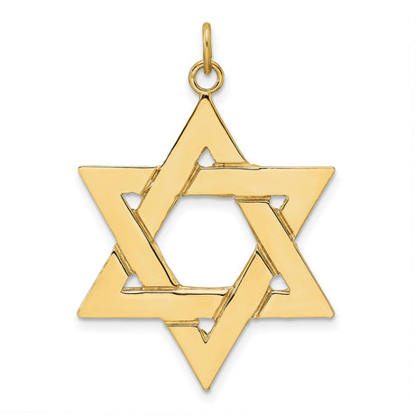14k Yellow Gold Star of David Pendant, Interlocking Hexagram, Jewish Faith Charm for Women or Unisex
