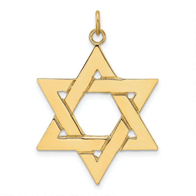 14k Yellow Gold Star of David Pendant, Interlocking Hexagram, Jewish Faith Charm for Women or Unisex