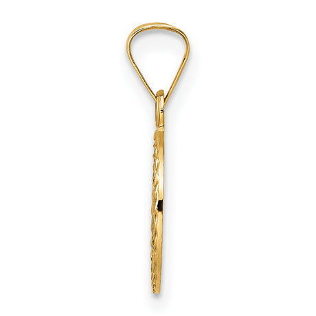14k Yellow Gold Pendant with Blue Enamel Star of David and Hebrew Engraving