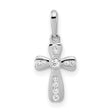 14k White Gold Cross Pendant with Diamond Accents, Flared Design Christian Jewelry for Women