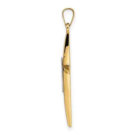 14k Two-Tone Gold Cross Pendant, Sleek Modern Christian Jewelry for Men or Women