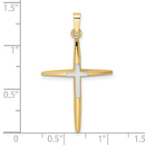 14k Two-Tone Gold Cross Pendant, Sleek Modern Christian Jewelry for Men or Women