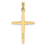 Polished Solid Double Cross Charm Pendant in Real 14k Multi-Tone Gold