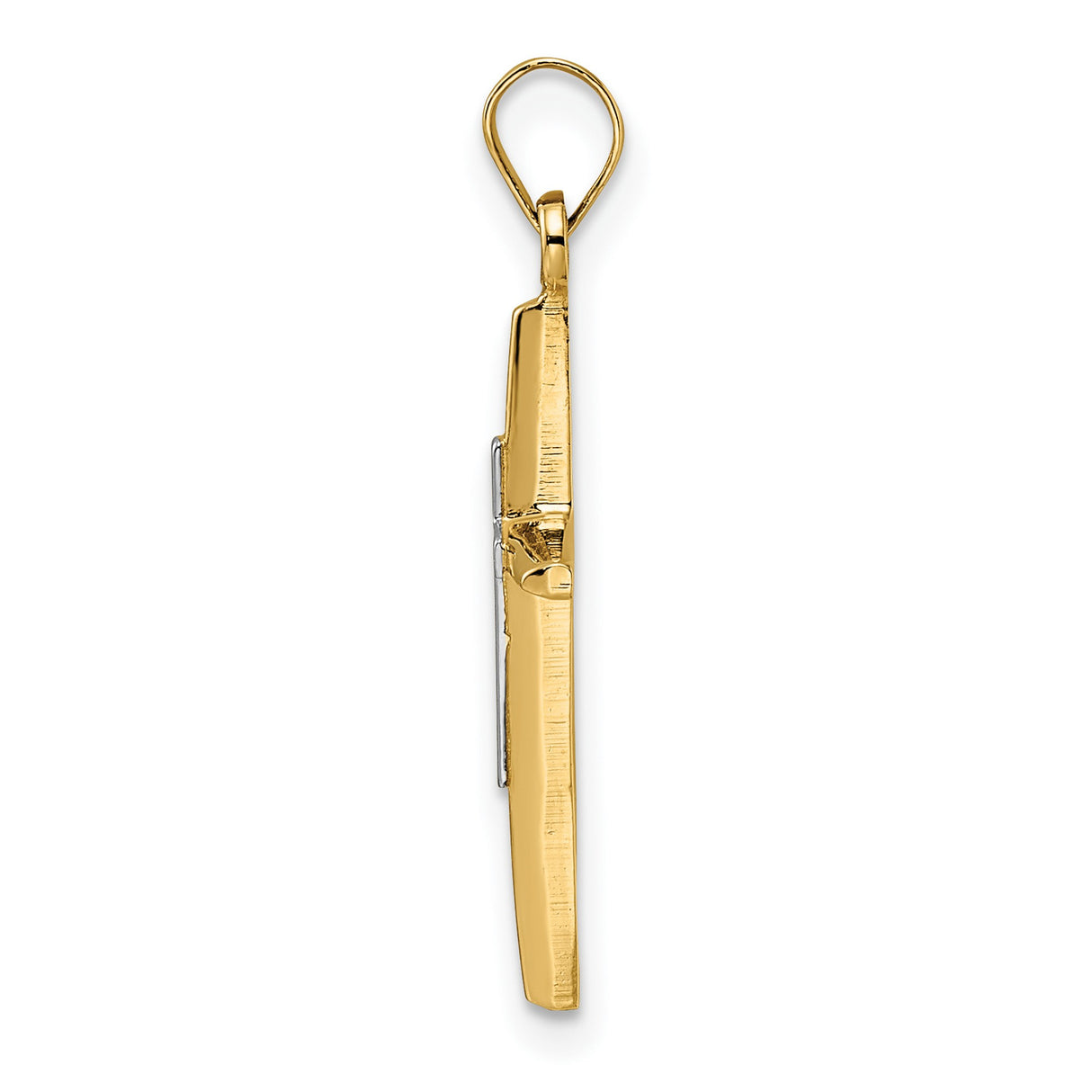 Polished Solid Double Cross Charm Pendant in Real 14k Multi-Tone Gold