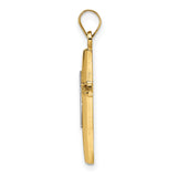 Polished Solid Double Cross Charm Pendant in Real 14k Multi-Tone Gold