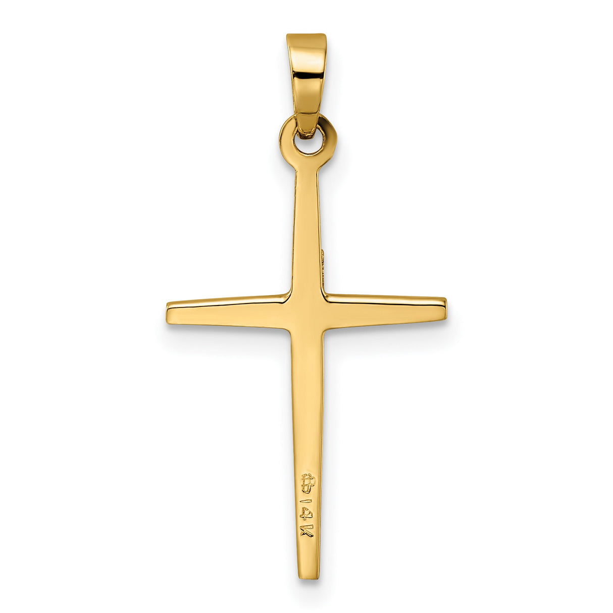 Polished Solid Double Cross Charm Pendant in Real 14k Multi-Tone Gold