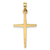 Polished Solid Double Cross Charm Pendant in Real 14k Multi-Tone Gold
