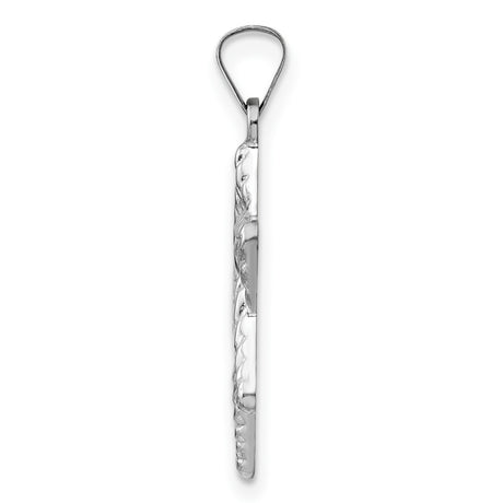 14k White Gold Star of David Pendant with Textured Design, Jewish Religious Charm