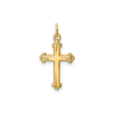 14k Yellow Gold Cross Pendant with Ornate Sculpted Ends, Christian Faith Symbol for Women