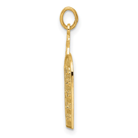 14k Yellow Gold Ten Commandments Tablet Pendant with Hebrew Script and Star of David