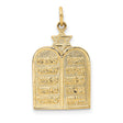 14k Yellow Gold Ten Commandments Tablet Pendant with Hebrew Script and Star of David