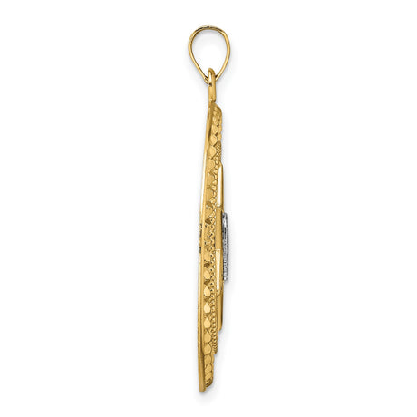 14k Two-Tone Gold Star of David Pendant with Ten Commandments Tablets, Jewish Judaica Jewelry