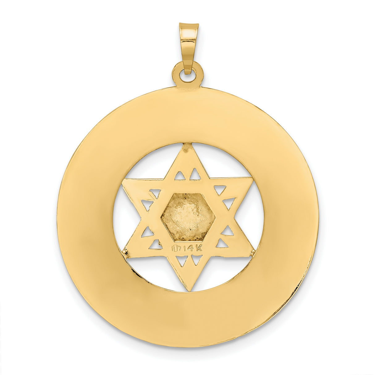 Solid Star and Torah Inside Frame Charm Pendant in Real 14k Multi-Tone Gold