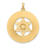 Solid Star and Torah Inside Frame Charm Pendant in Real 14k Multi-Tone Gold