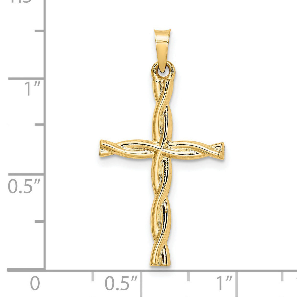 14k Yellow Gold Rope Cross Pendant, Twisted Design Christian Jewelry for Women or Unisex