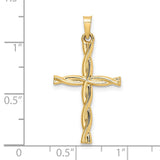 14k Yellow Gold Rope Cross Pendant, Twisted Design Christian Jewelry for Women or Unisex