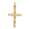 14k Yellow Gold Rope Cross Pendant, Twisted Design Christian Jewelry for Women or Unisex