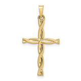 14k Yellow Gold Rope Cross Pendant, Twisted Design Christian Jewelry for Women or Unisex