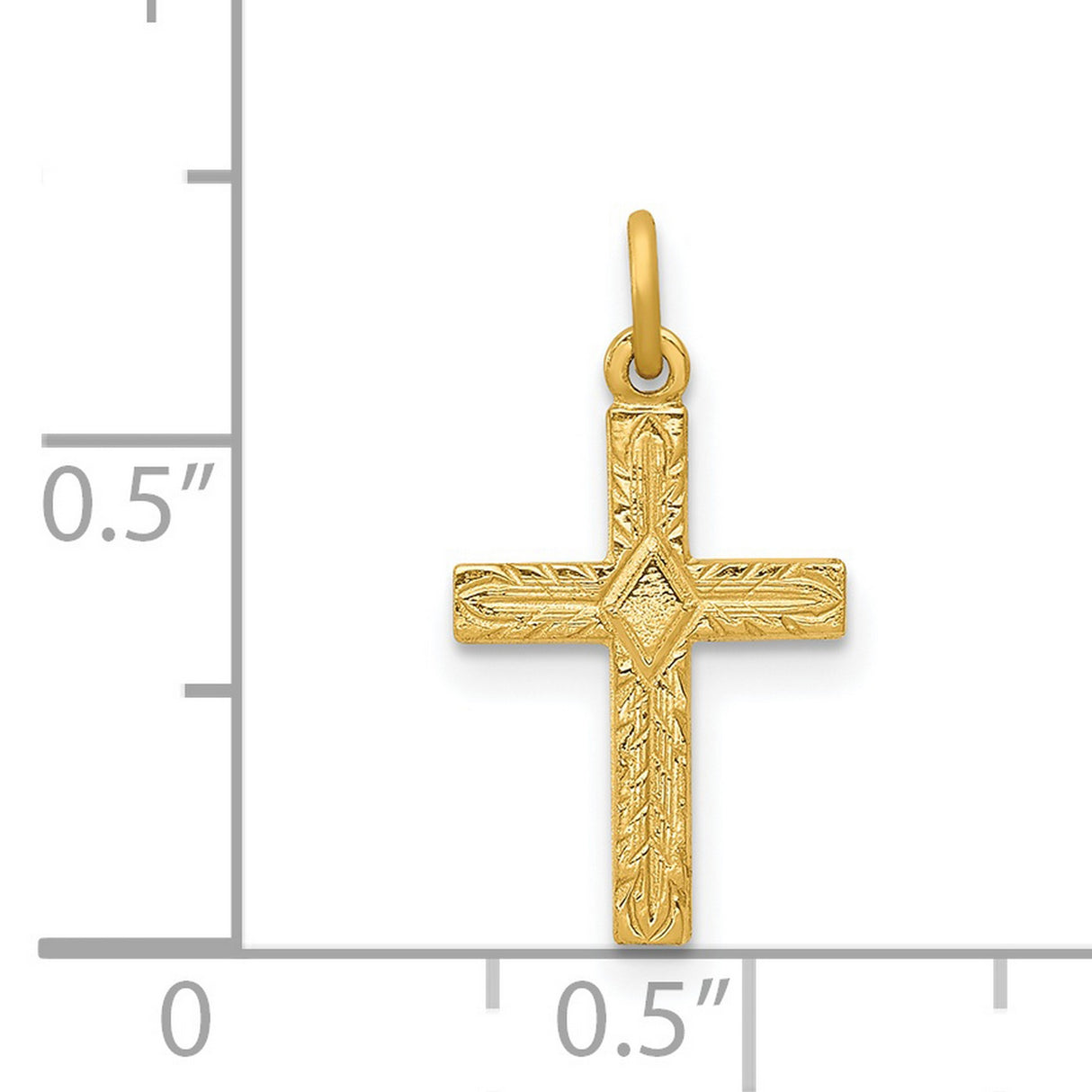 Latin Cross Charm Pendant in Real 14k Yellow Gold