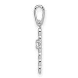 14k White Gold Cross Pendant with Cubic Zirconia, Marquise Link Design, Christian Jewelry for Women