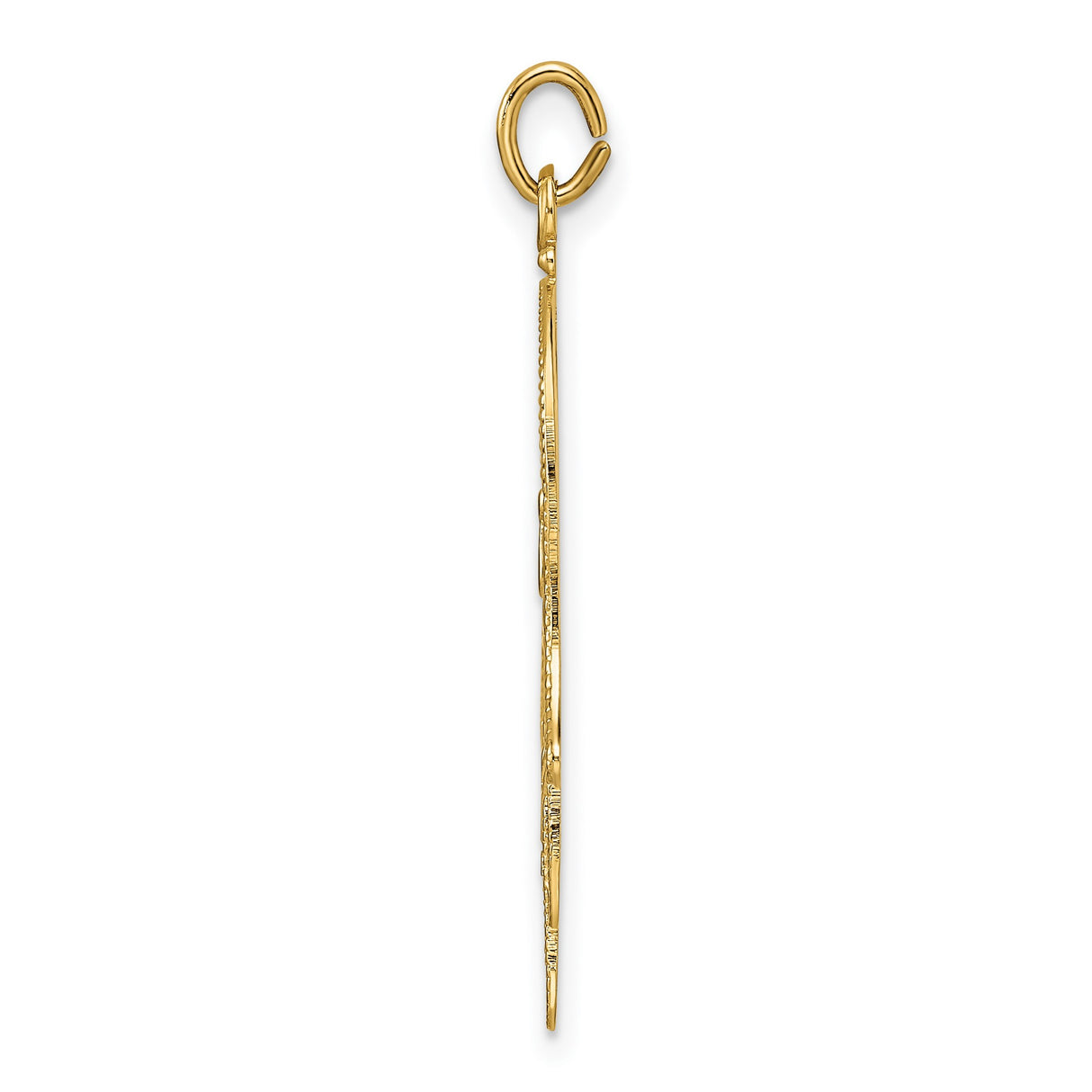 14k Yellow Gold Hamsa Pendant with Chai, Star of David, Evil Eye and Fish Motifs