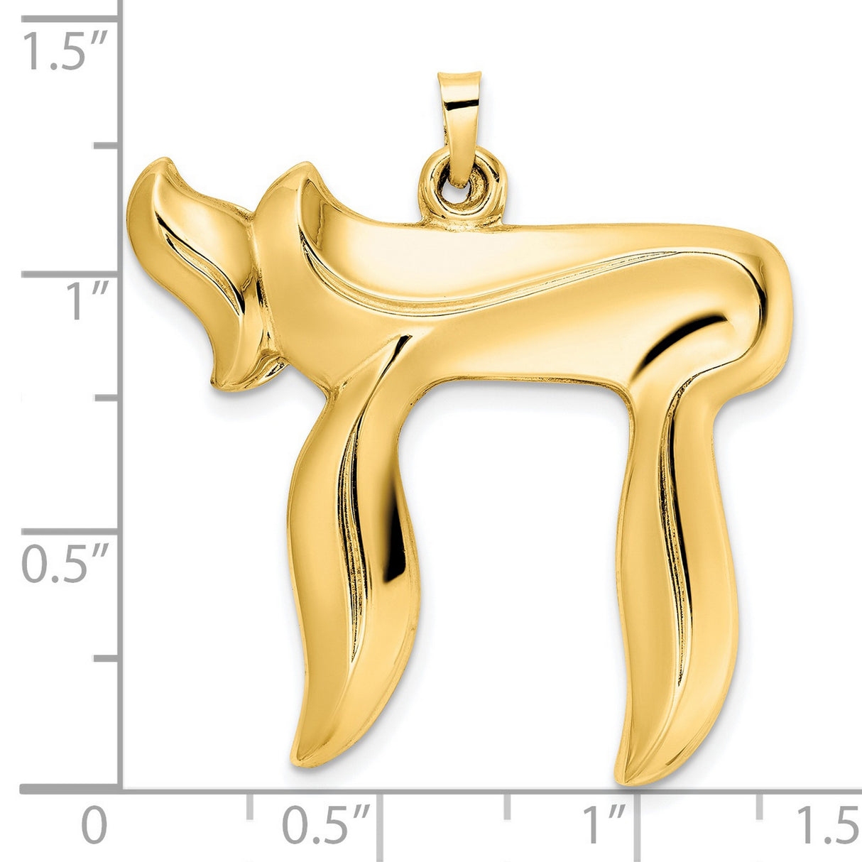 14k Yellow Gold Chai Pendant with Hebrew Symbol for Life, Jewish Religious Charm