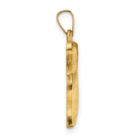 14k Yellow Gold Chai Pendant, Textured Hebrew Life Symbol, Jewish Faith Charm Jewelry