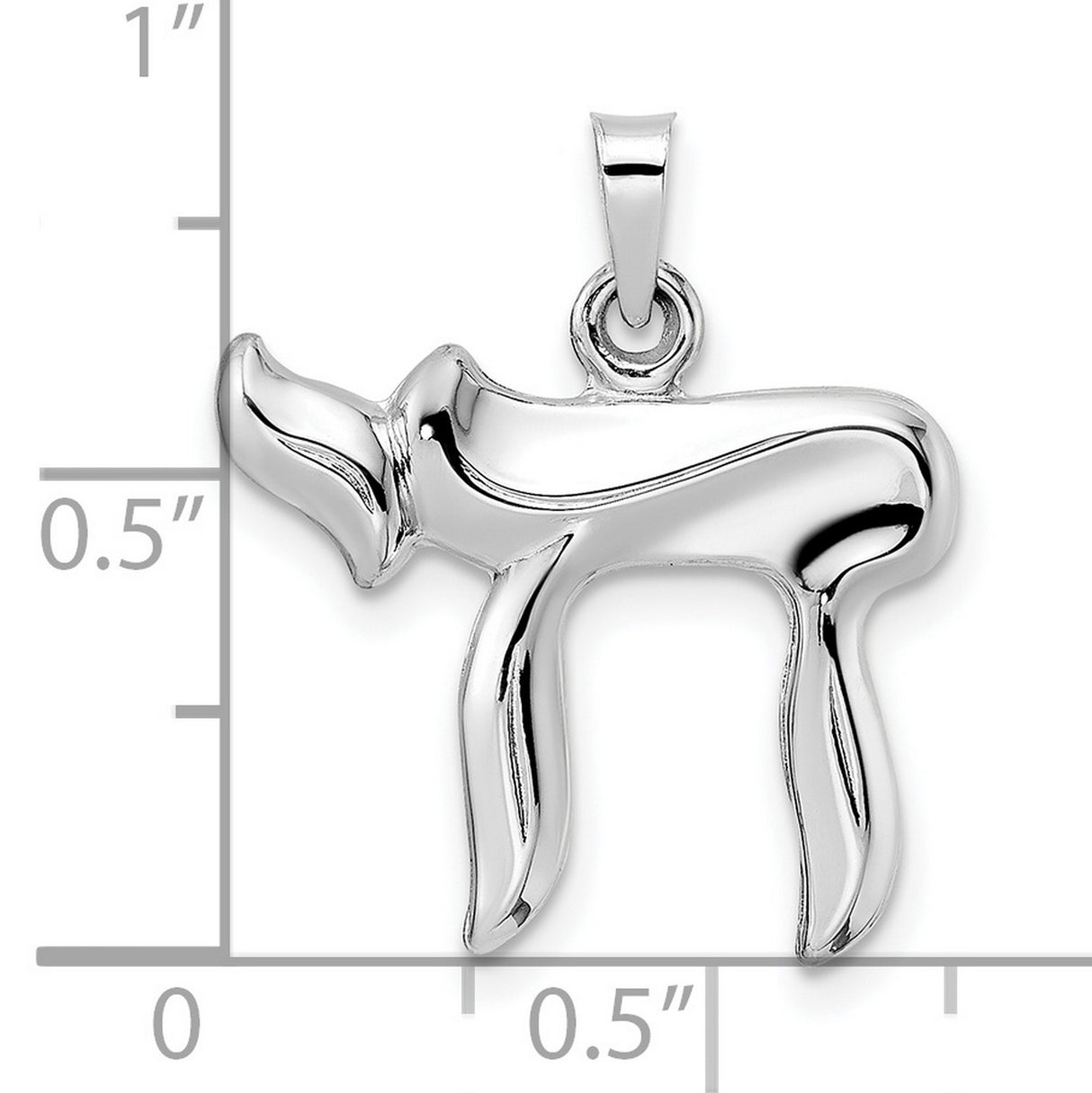 14k White Gold Chai Pendant Featuring Hebrew Symbol for Life, Jewish Faith Jewelry