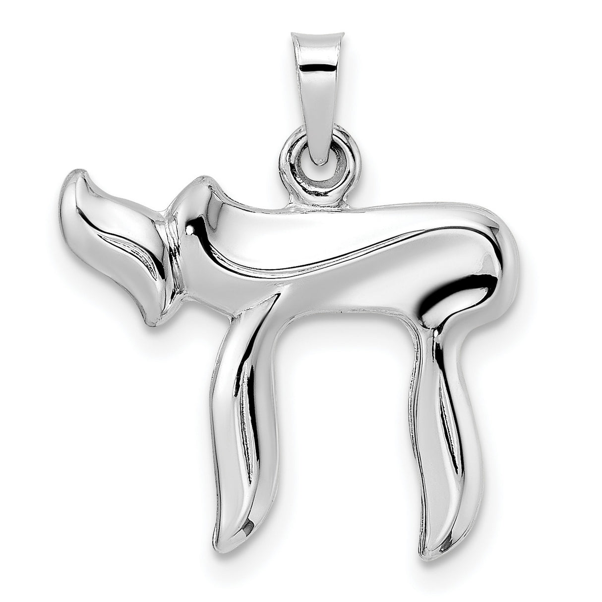 14k White Gold Chai Pendant Featuring Hebrew Symbol for Life, Jewish Faith Jewelry