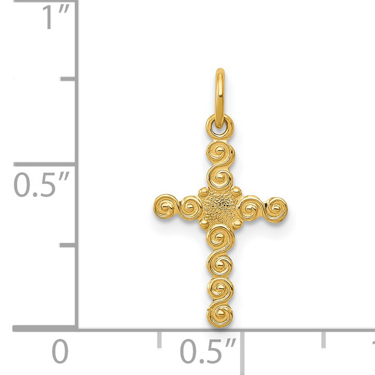 Latin Cross Charm Pendant in Real 14k Yellow Gold