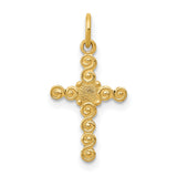 Latin Cross Charm Pendant in Real 14k Yellow Gold