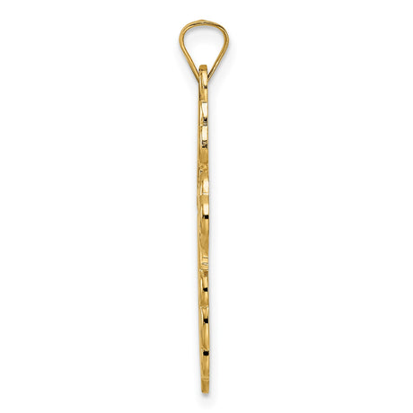 14k Yellow Gold Orthodox Cross Pendant with Navy Enamel and IC XC Inscription