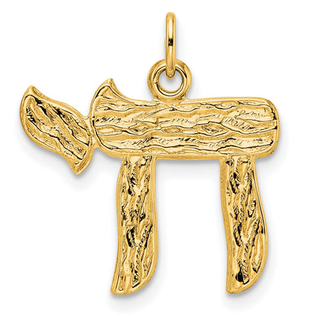 14k Yellow Gold Chai Pendant, Hebrew Symbol of Life, Jewish Faith Jewelry for Men and Women