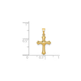 14k Yellow Gold Cross Pendant with Polished Finish, Flared Tips and Beaded Border