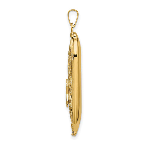 14k Yellow Gold Mezuzah Pendant with Filigree, Blue Star of David, Hebrew Lettering