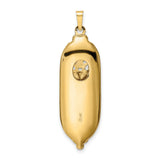 14k Yellow Gold Mezuzah Pendant with Filigree, Blue Star of David, Hebrew Lettering