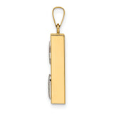 Polished Hollow Mezuzah with Star of David and Torah Charm Pendant in Real 14k Multi-Tone Gold