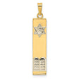 Polished Hollow Mezuzah with Star of David and Torah Charm Pendant in Real 14k Multi-Tone Gold