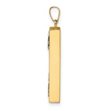 Polished Hollow Mezuzah with Star of David and Chai Charm Pendant in Real 14k Multi-Tone Gold