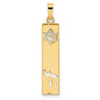 Polished Hollow Mezuzah with Star of David and Chai Charm Pendant in Real 14k Multi-Tone Gold