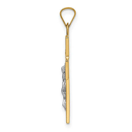 Polished Solid INRI Crucifix Charm Pendant in Real 14k Multi-Tone Gold