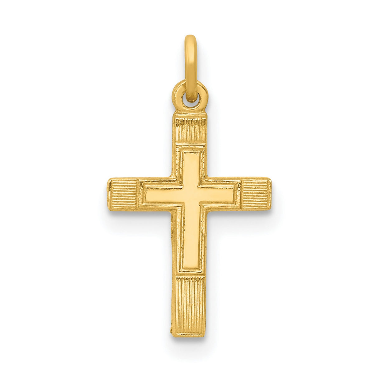 Latin Cross Charm Pendant in Real 14k Yellow Gold