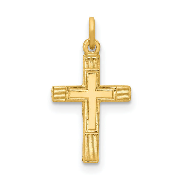 Latin Cross Charm Pendant in Real 14k Yellow Gold